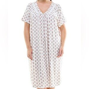 Croft & Barrow PIA FLORAL Soft White and Pink Print Nightgown 4X NWT